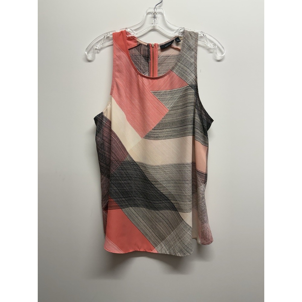 Apt 9 Top Womens Sz LG Sleeveless‎ Career Tank Blouse Top Rear Zip Brown Orange